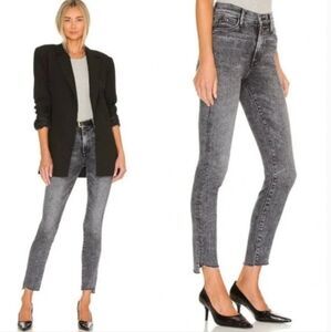 MOTHER Denim Womens Jeans The Stinner Ankle Step Fray Train Stops Black  Size 27